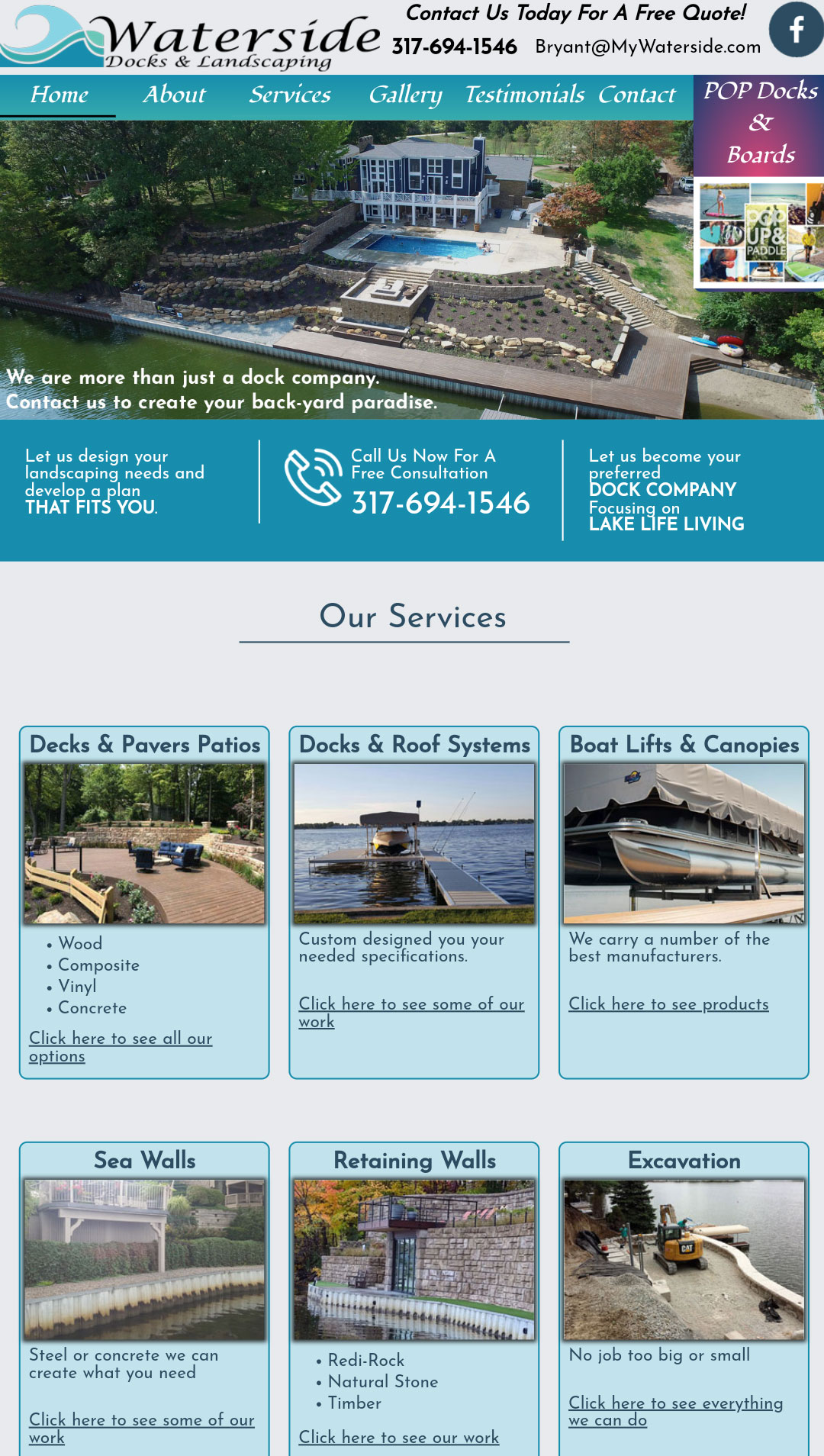 my waterside docks and lanscaping services web design indiana