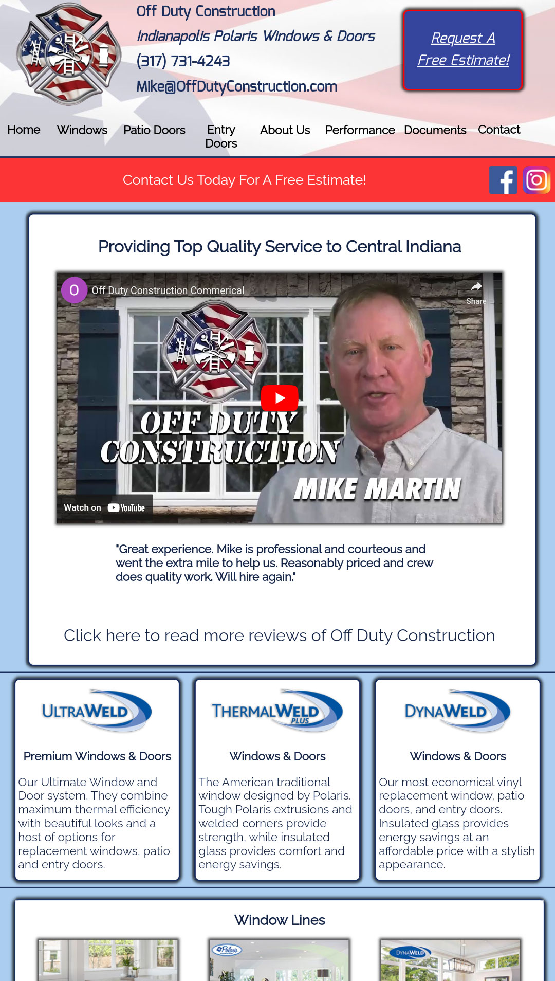 off duty construction new windows and doors services web design indiana